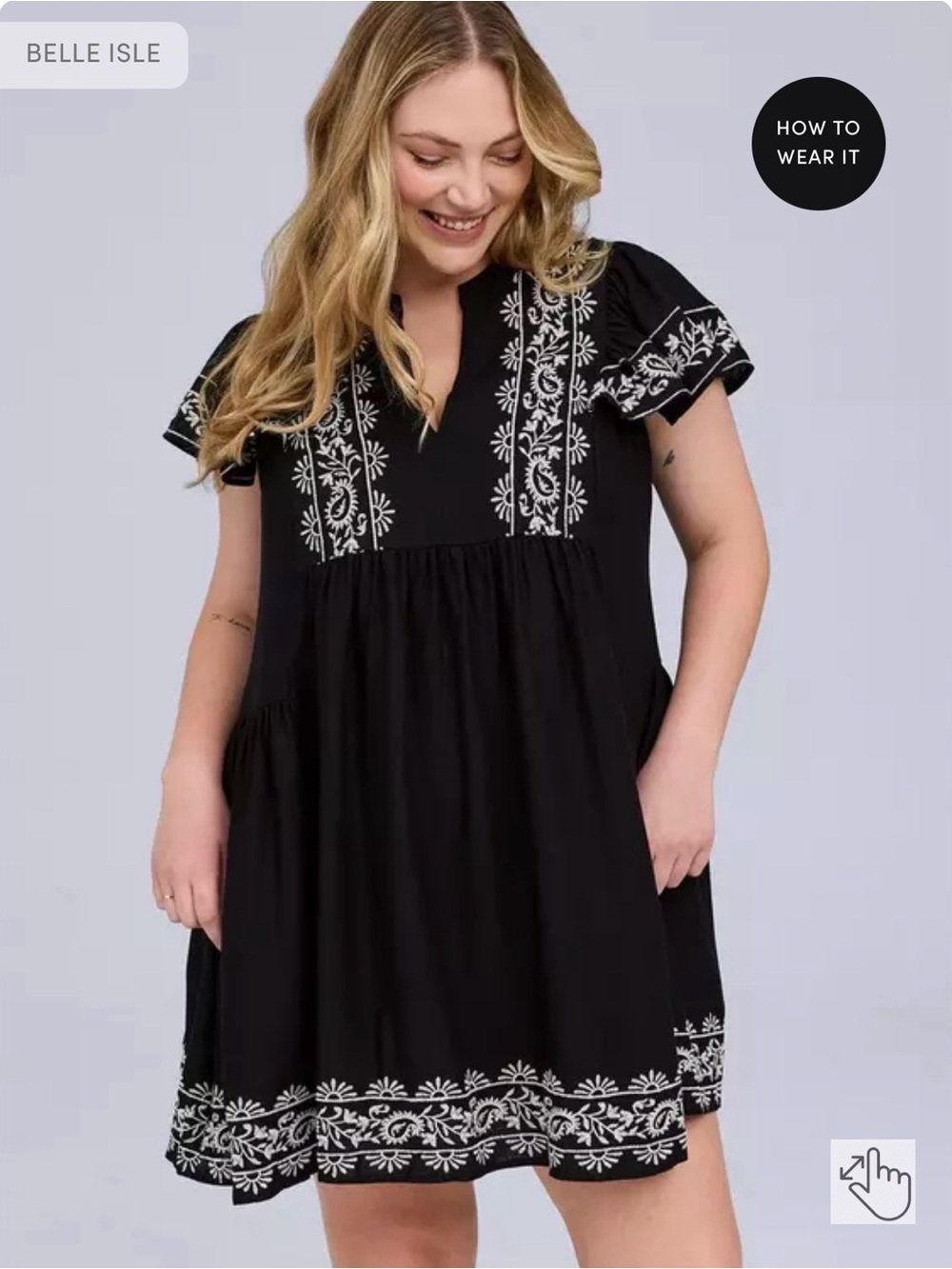 torrid Deep Black Belle Isle Flutter Trapeze Mini Dress 1X NWT - Picture 2 of 10